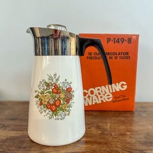 Corning Ware Spice of Life 10 cup percolator with original box